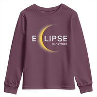 Minimalist 2026 Total Solar Eclipse Youth Sweatshirt August 12 Totality Astronomy Souvenir