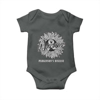 Parkinson's Warrior Baby Onesie Silver Ribbon Sunflower Support Awareness