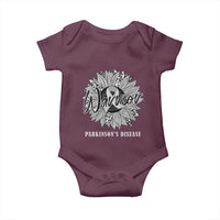 Parkinson's Warrior Baby Onesie Silver Ribbon Sunflower Support Awareness