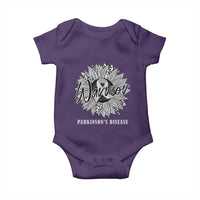 Parkinson's Warrior Baby Onesie Silver Ribbon Sunflower Support Awareness