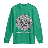 Parkinson's Warrior Long Sleeve Shirt Silver Ribbon Sunflower Support Awareness