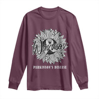 Parkinson's Warrior Long Sleeve Shirt Silver Ribbon Sunflower Support Awareness