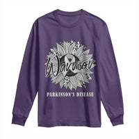 Parkinson's Warrior Long Sleeve Shirt Silver Ribbon Sunflower Support Awareness