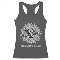 Parkinson's Warrior Racerback Tank Top Silver Ribbon Sunflower Support Awareness