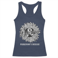 Parkinson's Warrior Racerback Tank Top Silver Ribbon Sunflower Support Awareness