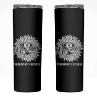 Parkinson's Warrior Skinny Tumbler Silver Ribbon Sunflower Support Awareness