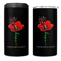 Parkinson's Awareness 4 in 1 Can Cooler Tumbler Faith Hope Tulips Support Parkinsons Warrior
