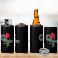 Parkinson's Awareness 4 in 1 Can Cooler Tumbler Gray Ribbon Tulips Support Parkinsons Warrior