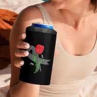 Parkinson's Awareness 4 in 1 Can Cooler Tumbler Gray Ribbon Tulips Support Parkinsons Warrior