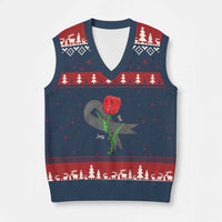 Parkinson's Awareness V-Neck Knit Sweater Vest Gray Ribbon Tulips Support Parkinsons Warrior - Wonder Print Shop
