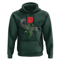 Parkinson's Awareness Hoodie Gray Ribbon Tulips Support Parkinsons Warrior