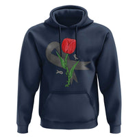 Parkinson's Awareness Hoodie Gray Ribbon Tulips Support Parkinsons Warrior