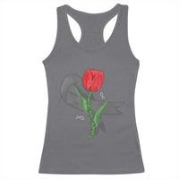 Parkinson's Awareness Racerback Tank Top Gray Ribbon Tulips Support Parkinsons Warrior