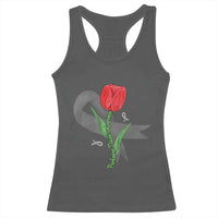 Parkinson's Awareness Racerback Tank Top Gray Ribbon Tulips Support Parkinsons Warrior