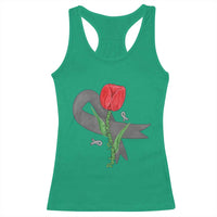 Parkinson's Awareness Racerback Tank Top Gray Ribbon Tulips Support Parkinsons Warrior