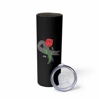 Parkinson's Awareness Skinny Tumbler Gray Ribbon Tulips Support Parkinsons Warrior