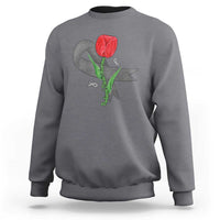 Parkinson's Awareness Sweatshirt Gray Ribbon Tulips Support Parkinsons Warrior