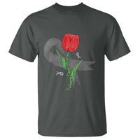 Parkinson's Awareness T Shirt Gray Ribbon Tulips Support Parkinsons Warrior
