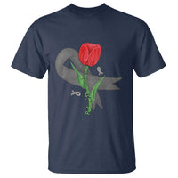 Parkinson's Awareness T Shirt Gray Ribbon Tulips Support Parkinsons Warrior