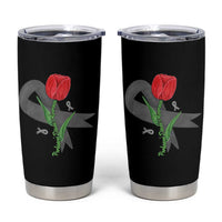Parkinson's Awareness Tumbler Cup Gray Ribbon Tulips Support Parkinsons Warrior