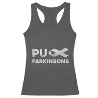Parkinson's Awareness Racerback Tank Top Puck Farkinsons Parkinson's Silver Gray Ribbon