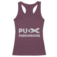 Parkinson's Awareness Racerback Tank Top Puck Farkinsons Parkinson's Silver Gray Ribbon