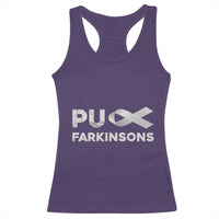 Parkinson's Awareness Racerback Tank Top Puck Farkinsons Parkinson's Silver Gray Ribbon
