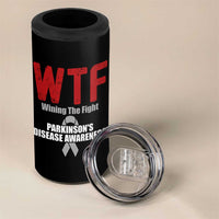 Parkinson's Awareness 4 in 1 Can Cooler Tumbler WTF Winning The Fight Gray Ribbon Support Parkinsons Warriror