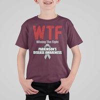 Parkinson's Awareness T Shirt For Kid WTF Winning The Fight Gray Ribbon Support Parkinsons Warriror