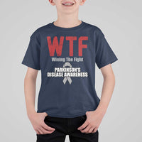 Parkinson's Awareness T Shirt For Kid WTF Winning The Fight Gray Ribbon Support Parkinsons Warriror