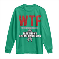 Parkinson's Awareness Long Sleeve Shirt WTF Winning The Fight Gray Ribbon Support Parkinsons Warriror