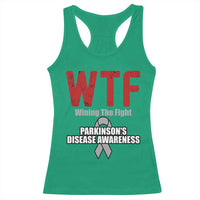 Parkinson's Awareness Racerback Tank Top WTF Winning The Fight Gray Ribbon Support Parkinsons Warriror