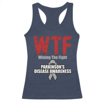 Parkinson's Awareness Racerback Tank Top WTF Winning The Fight Gray Ribbon Support Parkinsons Warriror