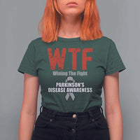 Parkinson's Awareness T Shirt For Women WTF Winning The Fight Gray Ribbon Support Parkinsons Warriror