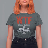 Parkinson's Awareness T Shirt For Women WTF Winning The Fight Gray Ribbon Support Parkinsons Warriror