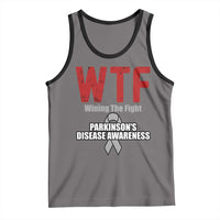 Parkinson's Awareness Tank Top WTF Winning The Fight Gray Ribbon Support Parkinsons Warriror