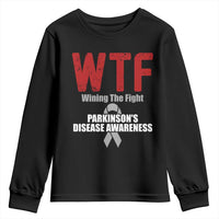 Parkinson's Awareness Youth Sweatshirt WTF Winning The Fight Gray Ribbon Support Parkinsons Warriror