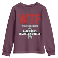 Parkinson's Awareness Youth Sweatshirt WTF Winning The Fight Gray Ribbon Support Parkinsons Warriror