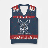 Parkinson's Awareness V-Neck Knit Sweater Vest We Fight Together Support Squad Gray Ribbon Butterfly - Wonder Print Shop