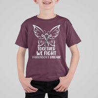 Parkinson's Awareness T Shirt For Kid We Fight Together Support Squad Gray Ribbon Butterfly