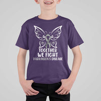 Parkinson's Awareness T Shirt For Kid We Fight Together Support Squad Gray Ribbon Butterfly