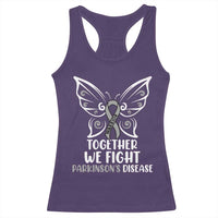 Parkinson's Awareness Racerback Tank Top We Fight Together Support Squad Gray Ribbon Butterfly