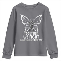 Parkinson's Awareness Youth Sweatshirt We Fight Together Support Squad Gray Ribbon Butterfly