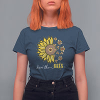 Sunflower Botanical Bee Save The Bees Inspirational Beekeeping Beekeeper T Shirt For Women - Wonder Print Shop