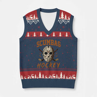Scumbag Hockey Goalie Mask Distressed Sports Graphic V-Neck Knit Sweater Vest
