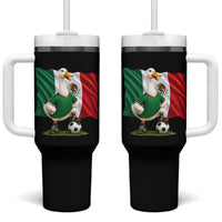 Merlin the Duck Mexico Flag Soccer Player Tumbler With Handle Mexican Pride Football Fans