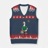Merlin the Duck Soccer Player Mexico Fans V-Neck Knit Sweater Vest Mexican Sports Futbol Lovers Viral Animal in Green Jersey Graphic