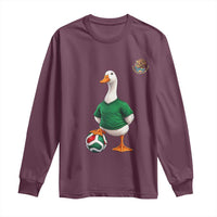Merlin the Duck Soccer Player Mexico Fans Long Sleeve Shirt Mexican Sports Futbol Lovers Viral Animal in Green Jersey Graphic