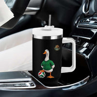 Merlin the Duck Soccer Player Mexico Fans Tumbler With Handle Mexican Sports Futbol Lovers Viral Animal in Green Jersey Graphic