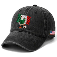 Funny Screaming Merlin the Duck Washed Cotton Baseball Cap Mexico Soccer Flag Football Fans